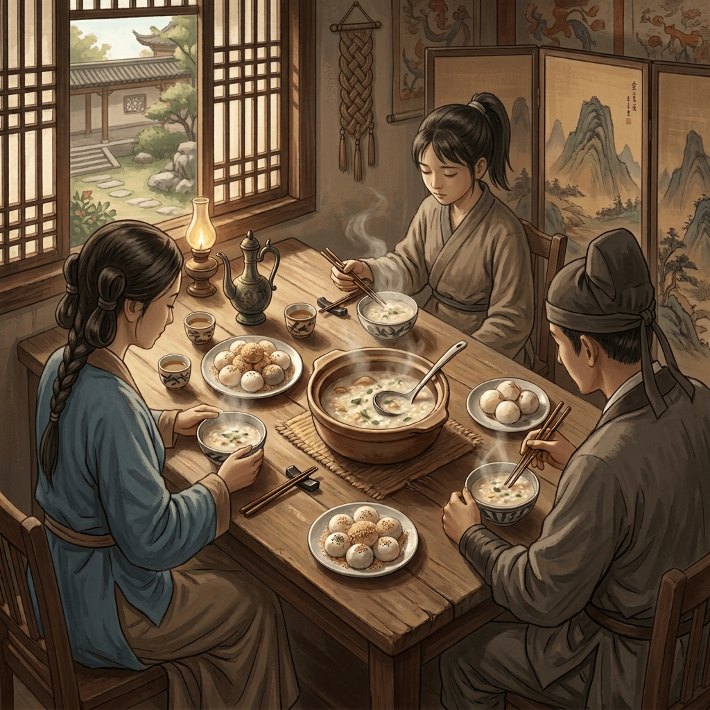 Simple Tang dynasty family breakfast